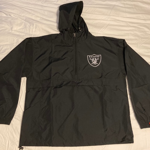 RAIDERS XL GAMEDAY SECURITY WATER RESISTANT WINDBREAKER HOODIE TEAM ISSUED NWT - Picture 8 of 16